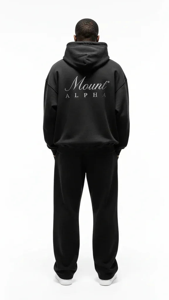 Super Heavyweight Oversized Retro Hoodie - Faded Black/White - Mount Alpha Clothing®