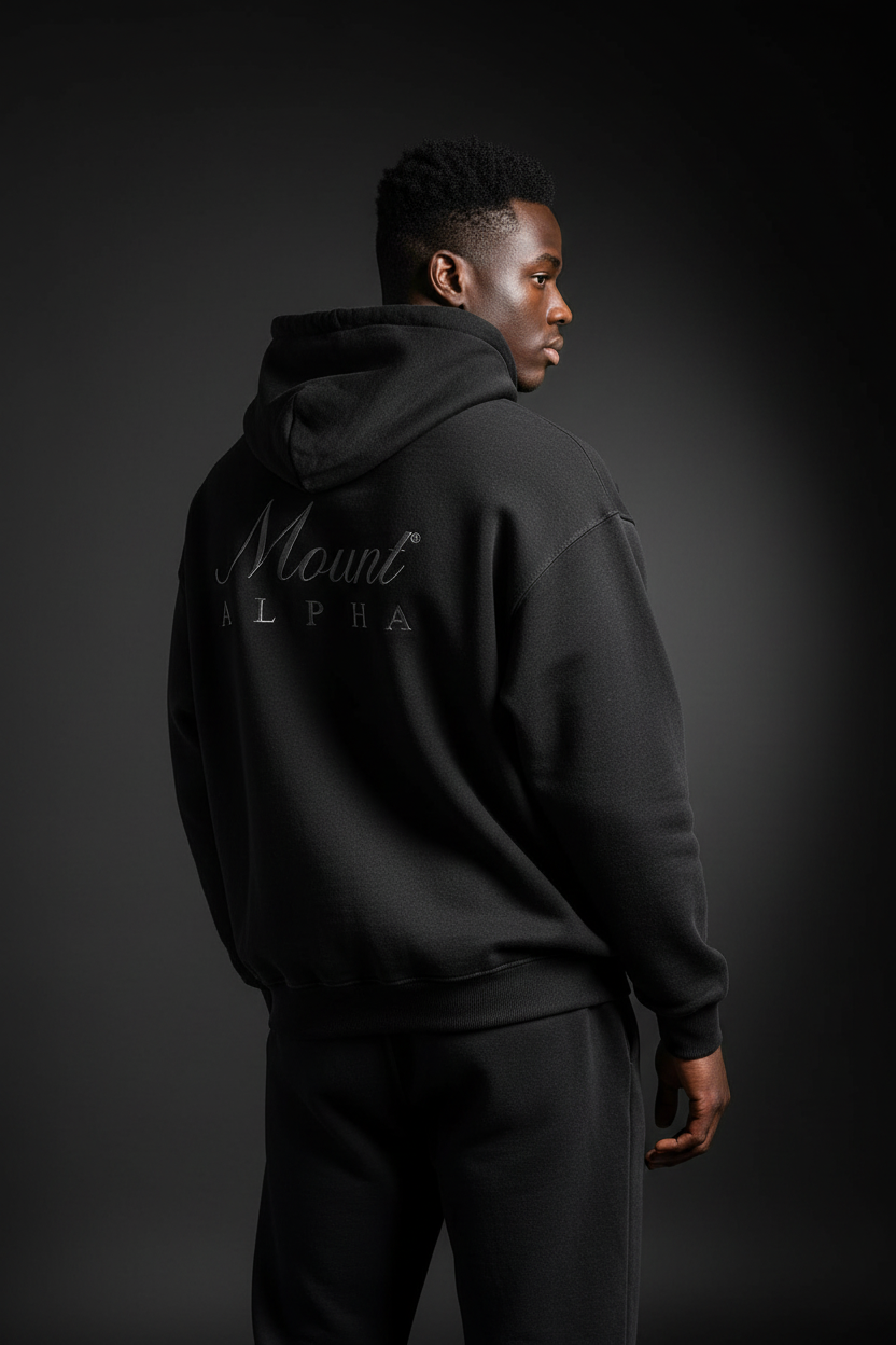 Super Heavyweight Oversized Retro Hoodie - Faded Black/White - Mount Alpha Clothing®