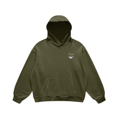 Super Heavyweight Oversized Retro Hoodie - Olive Green/White - Mount Alpha Clothing®