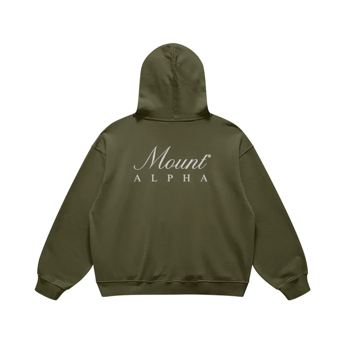 Super Heavyweight Oversized Retro Hoodie - Olive Green/White - Mount Alpha Clothing®