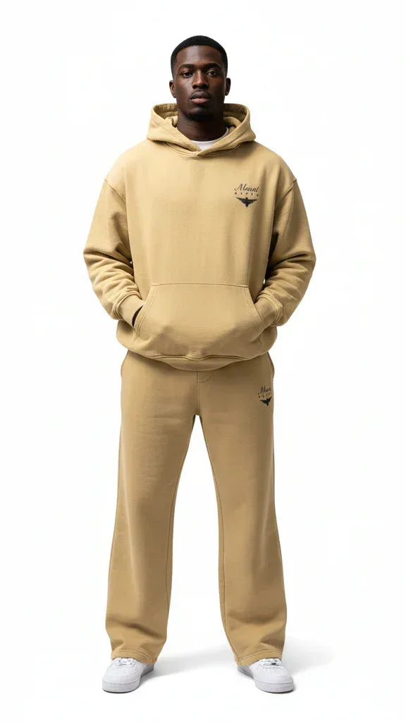 Super Heavyweight Oversized Retro Hoodie - Desert Sand/Black - Mount Alpha Clothing®