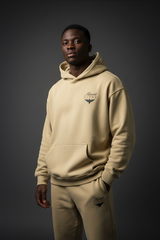 Super Heavyweight Oversized Retro Hoodie - Desert Sand/Black - Mount Alpha Clothing®