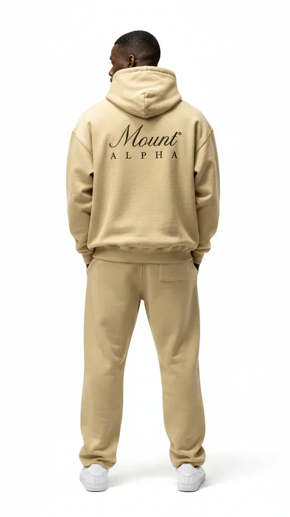 Super Heavyweight Oversized Retro Hoodie - Desert Sand/Black - Mount Alpha Clothing®
