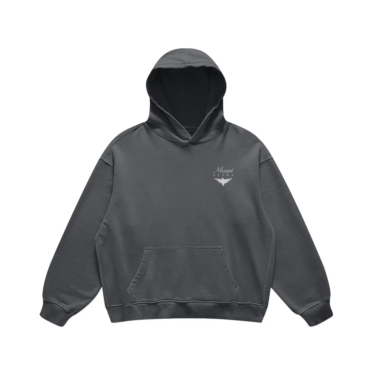 Super Heavyweight Oversized Retro Hoodie - Carbon Grey/White - Mount Alpha Clothing®