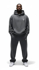 Super Heavyweight Oversized Retro Hoodie - Carbon Grey/White - Mount Alpha Clothing®