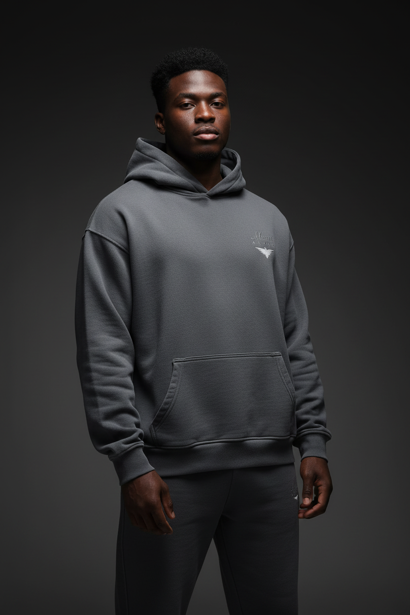 Super Heavyweight Oversized Retro Hoodie - Carbon Grey/White - Mount Alpha Clothing®