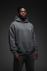 Super Heavyweight Oversized Retro Hoodie - Carbon Grey/White - Mount Alpha Clothing®