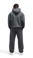 Super Heavyweight Oversized Retro Hoodie - Carbon Grey/White - Mount Alpha Clothing®