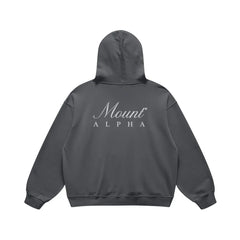Super Heavyweight Oversized Retro Hoodie - Carbon Grey/White - Mount Alpha Clothing®