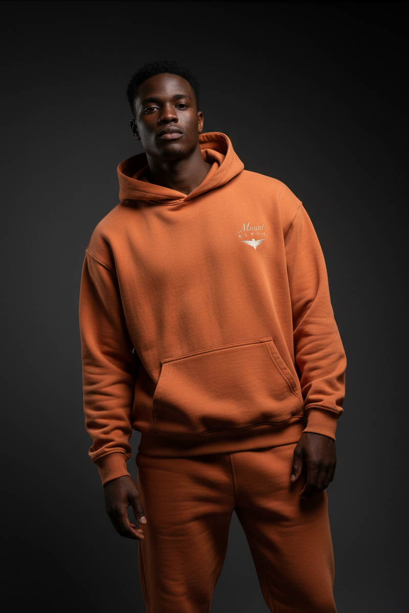 Super Heavyweight Oversized Retro Hoodie - Copper Red/White - Mount Alpha Clothing®