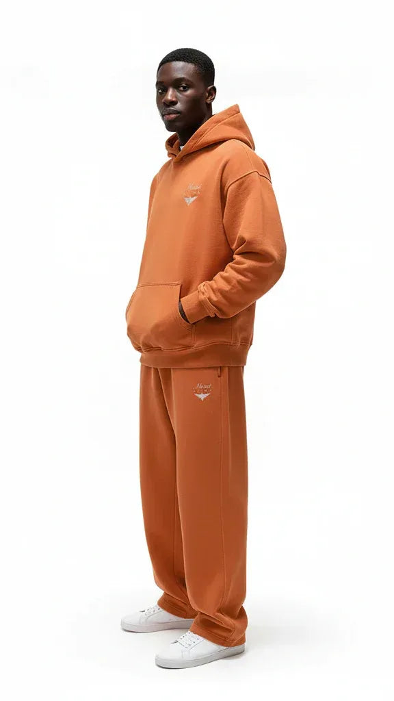 Super Heavyweight Oversized Retro Hoodie - Copper Red/White - Mount Alpha Clothing®
