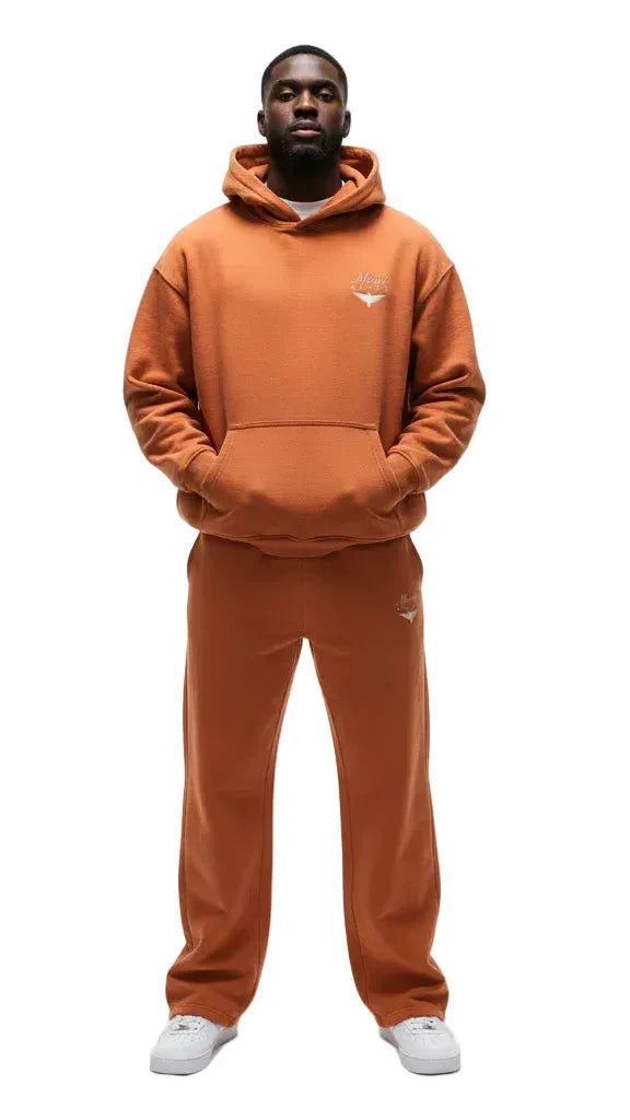 Super Heavyweight Oversized Retro Hoodie - Copper Red/White - Mount Alpha Clothing®
