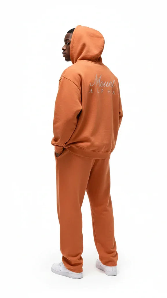 Super Heavyweight Oversized Retro Hoodie - Copper Red/White - Mount Alpha Clothing®