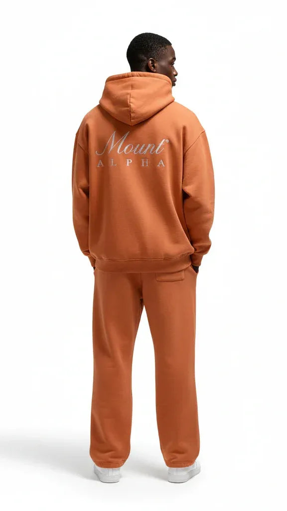 Super Heavyweight Oversized Retro Hoodie - Copper Red/White - Mount Alpha Clothing®