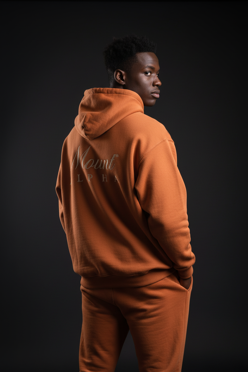 Super Heavyweight Oversized Retro Hoodie - Copper Red/White - Mount Alpha Clothing®