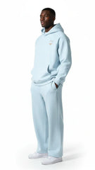 Heavyweight Unisex Brushed Fleece Hoodie - Light Blue/Gold - Mount Alpha Clothing®