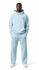 Heavyweight Unisex Brushed Fleece Hoodie - Light Blue/Gold - Mount Alpha Clothing®