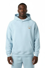 Heavyweight Unisex Brushed Fleece Hoodie - Light Blue/Gold - Mount Alpha Clothing®