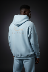 Heavyweight Unisex Brushed Fleece Hoodie - Light Blue/Gold - Mount Alpha Clothing®