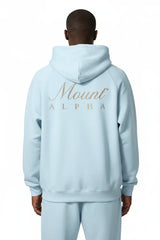 Heavyweight Unisex Brushed Fleece Hoodie - Light Blue/Gold - Mount Alpha Clothing®