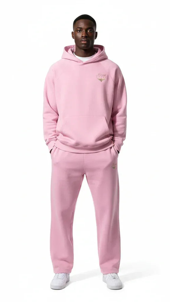 Heavyweight Unisex Brushed Fleece Hoodie - Pink/Gold - Mount Alpha Clothing®