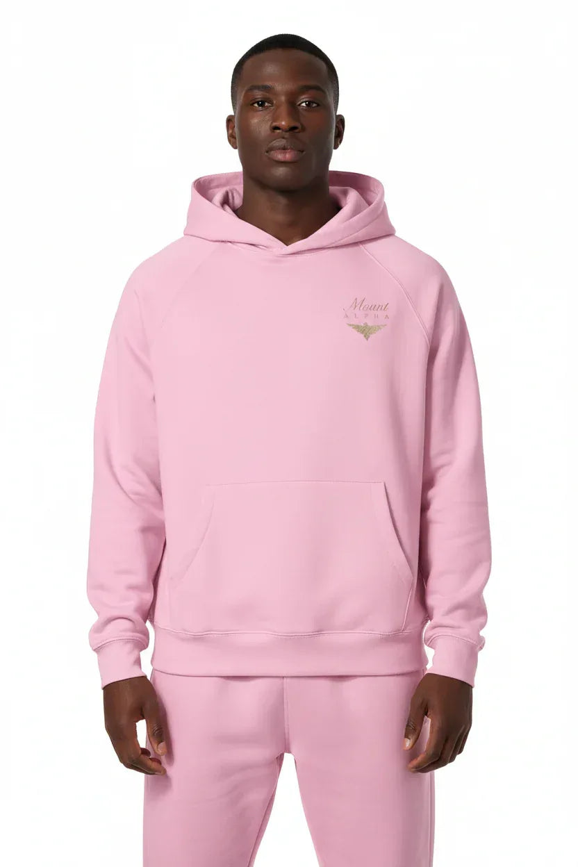 Heavyweight Unisex Brushed Fleece Hoodie - Pink/Gold - Mount Alpha Clothing®