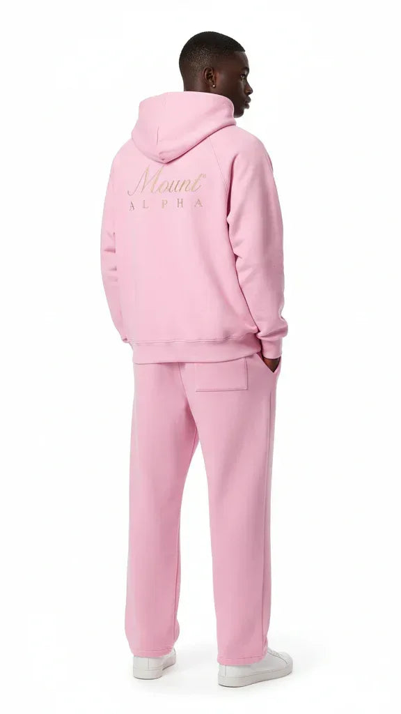 Heavyweight Unisex Brushed Fleece Hoodie - Pink/Gold - Mount Alpha Clothing®