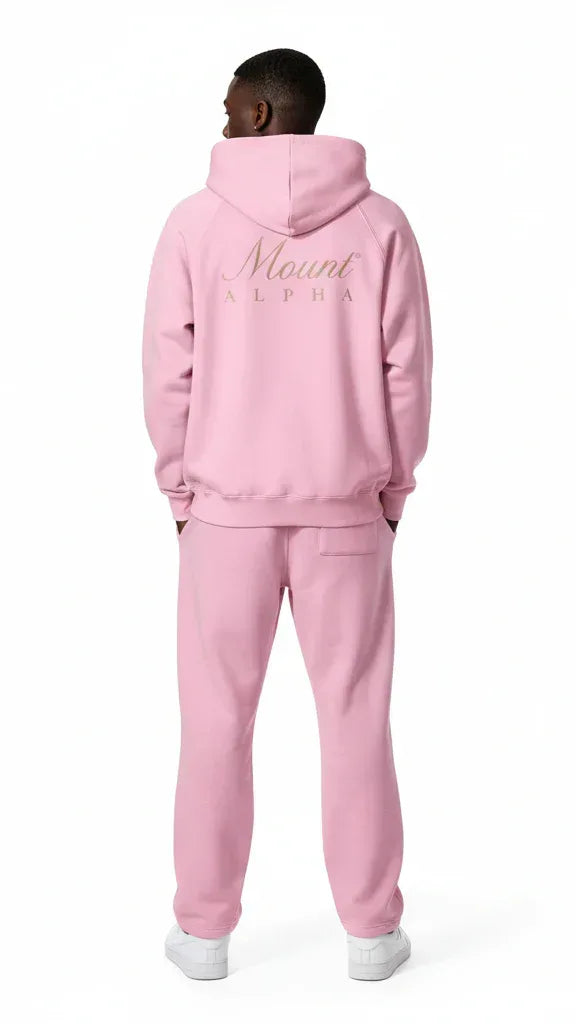 Heavyweight Unisex Brushed Fleece Hoodie - Pink/Gold - Mount Alpha Clothing®