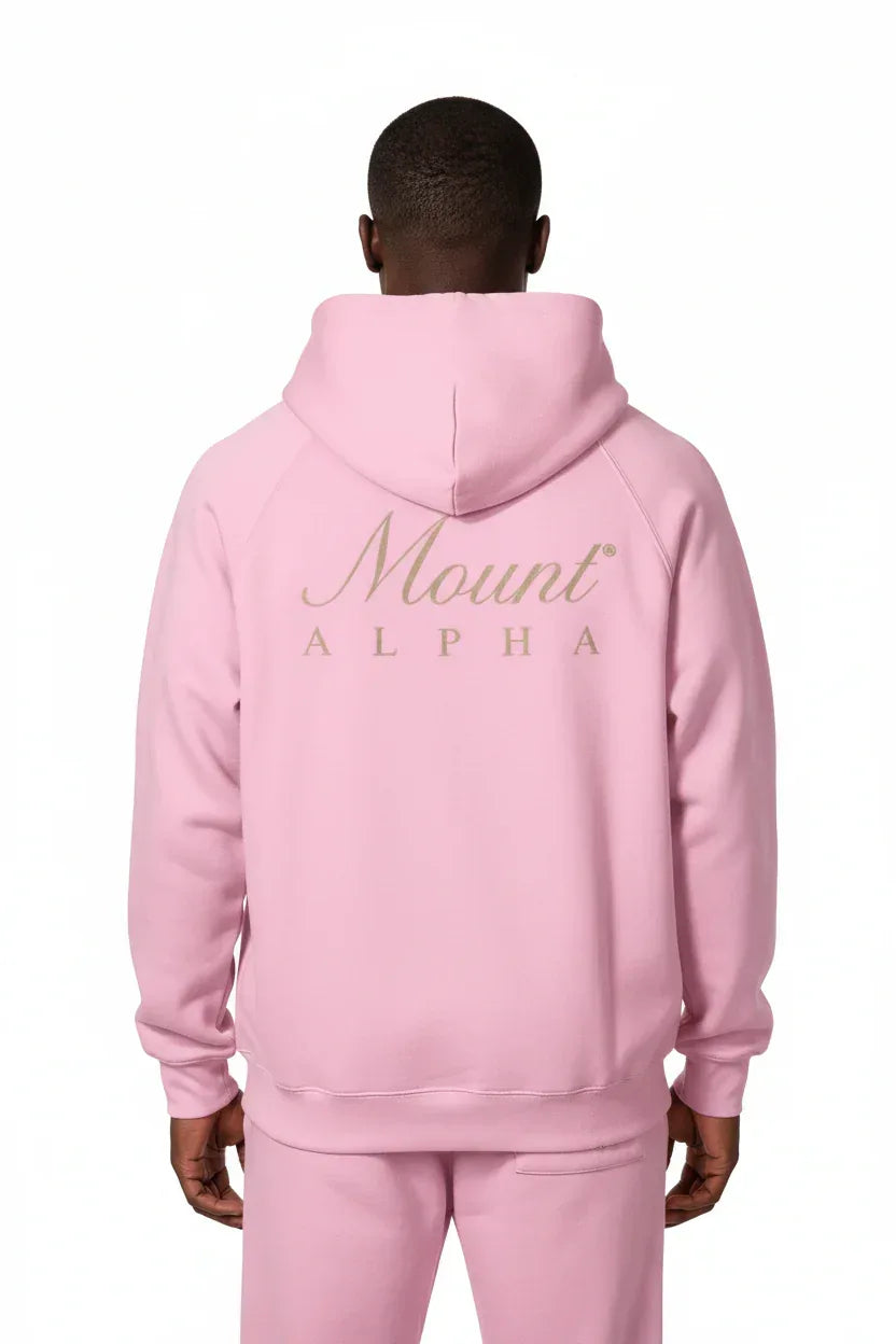Heavyweight Unisex Brushed Fleece Hoodie - Pink/Gold - Mount Alpha Clothing®