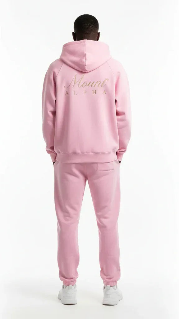 Heavyweight Unisex Brushed Fleece Hoodie - Pink/Gold - Mount Alpha Clothing®
