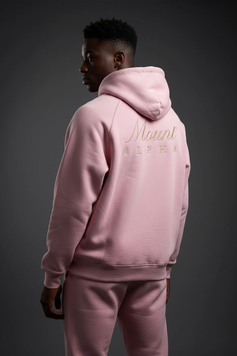 Heavyweight Unisex Brushed Fleece Hoodie - Pink/Gold - Mount Alpha Clothing®