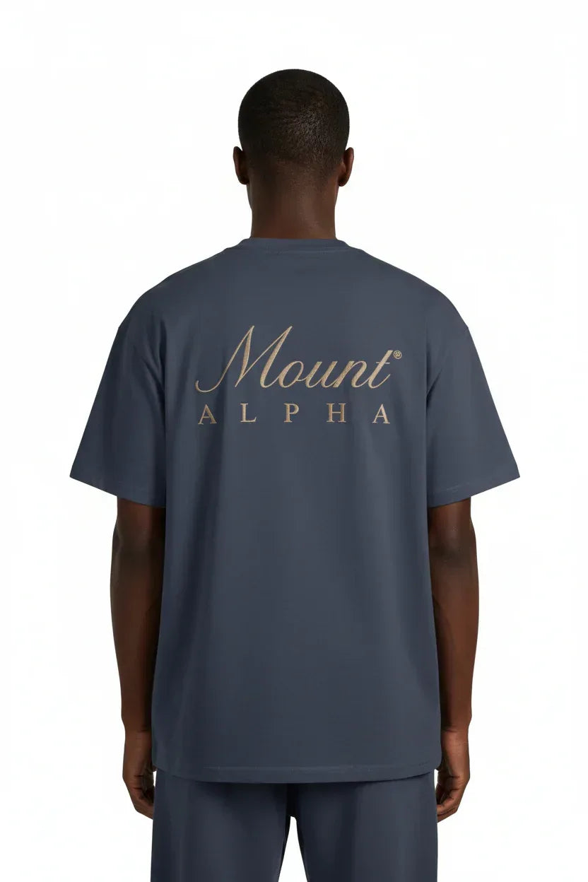 Super Heavyweight Oversized Unisex Tee - Regal Blue/Gold - Mount Alpha Clothing®