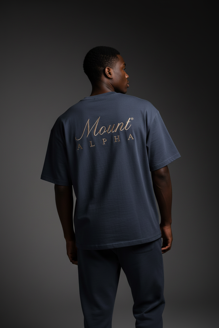 Super Heavyweight Oversized Unisex Tee - Regal Blue/Gold - Mount Alpha Clothing®