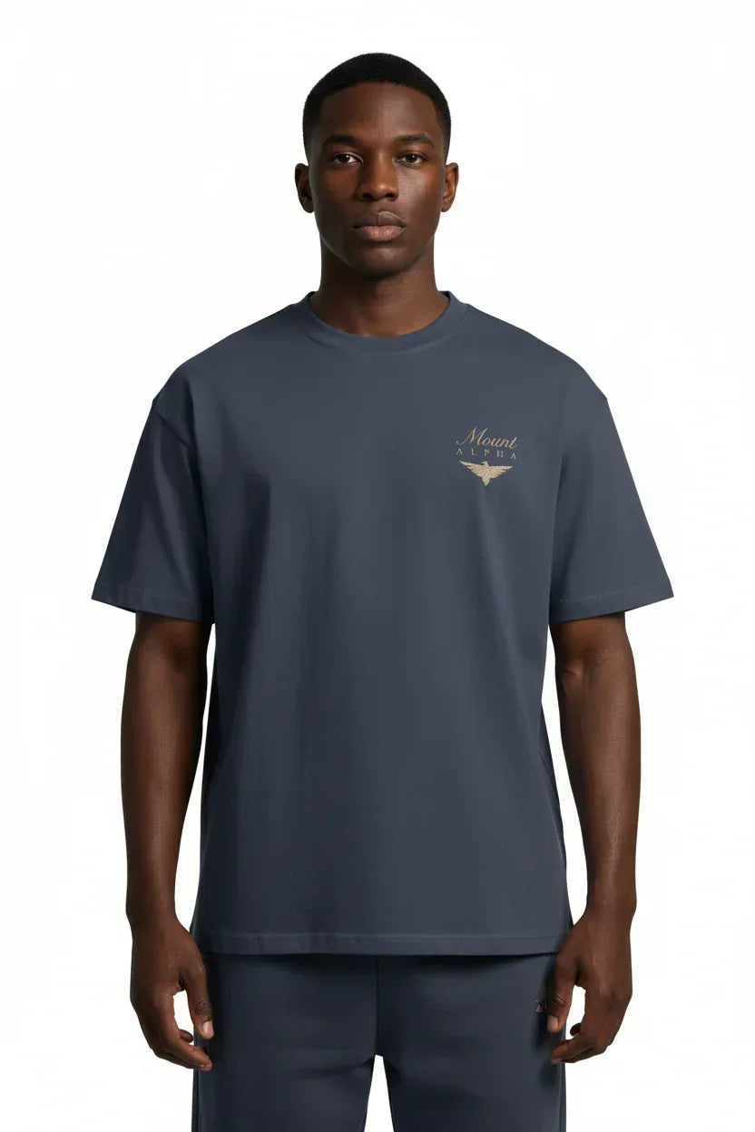 Super Heavyweight Oversized Unisex Tee - Regal Blue/Gold - Mount Alpha Clothing®