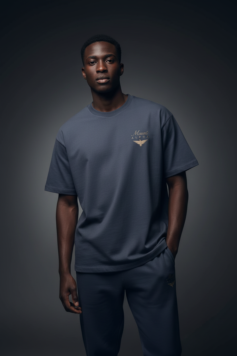 Super Heavyweight Oversized Unisex Tee - Regal Blue/Gold - Mount Alpha Clothing®