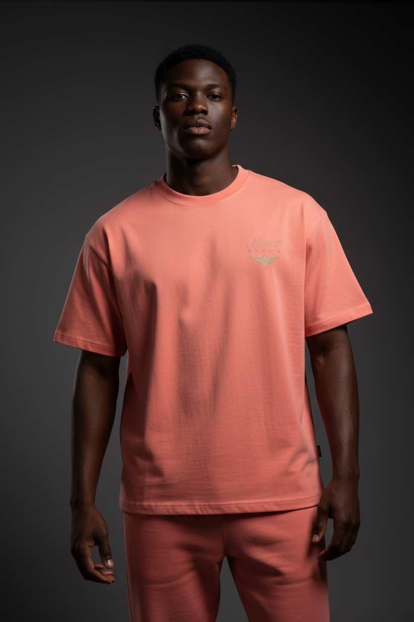 Super Heavyweight Oversized Unisex Tee - Salmon/Gold - Mount Alpha Clothing®