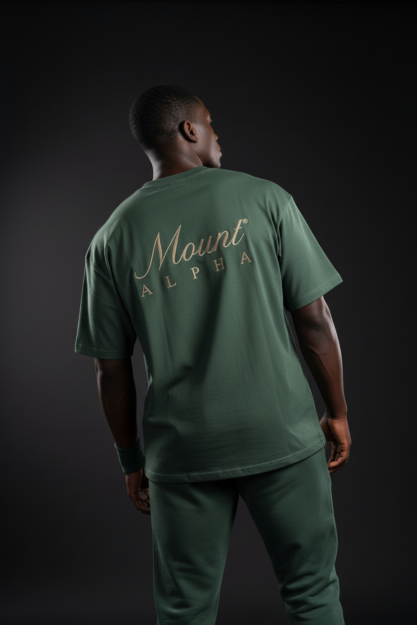 Super Heavyweight Oversized Unisex Tee - Cactus Green/Gold - Mount Alpha Clothing®