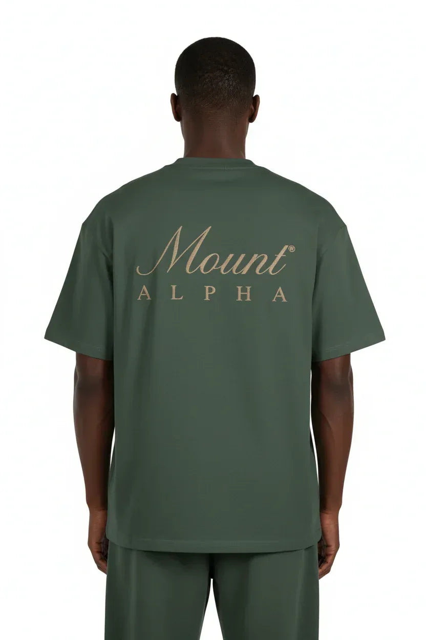 Super Heavyweight Oversized Unisex Tee - Cactus Green/Gold - Mount Alpha Clothing®