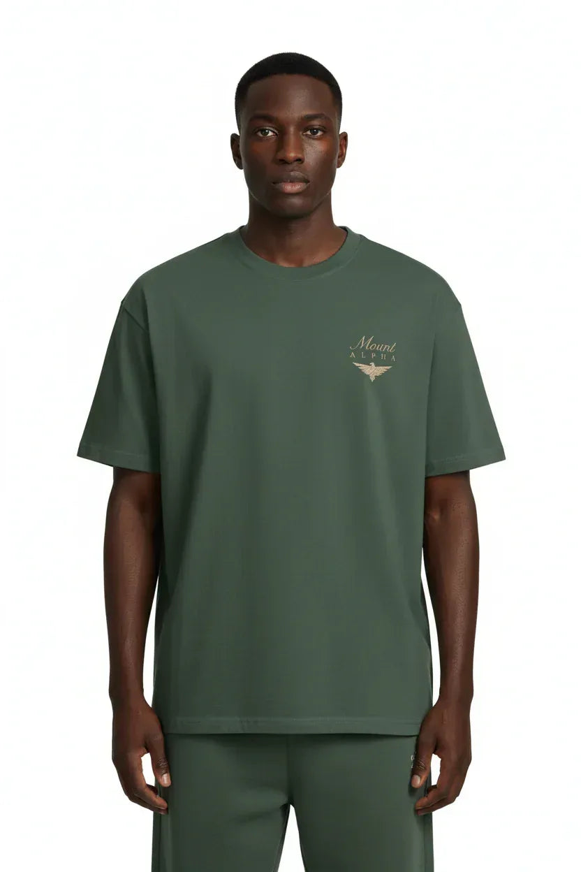 Super Heavyweight Oversized Unisex Tee - Cactus Green/Gold - Mount Alpha Clothing®
