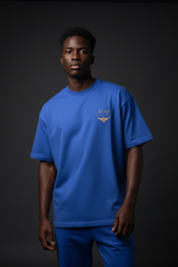 Super Heavyweight Oversized Unisex Tee - Cerulean Blue/Gold - Mount Alpha Clothing®