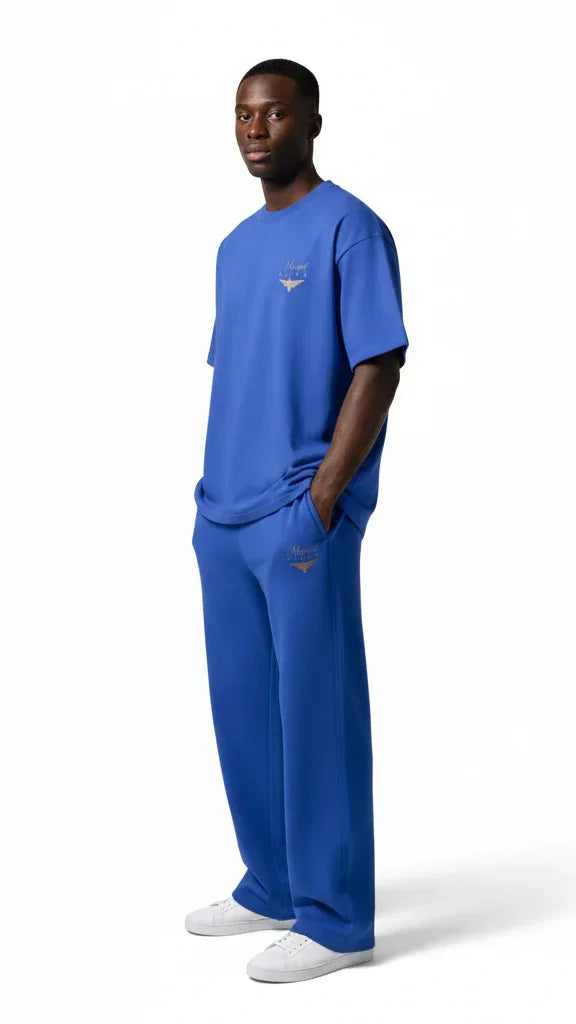 Super Heavyweight Oversized Unisex Tee - Cerulean Blue/Gold - Mount Alpha Clothing®