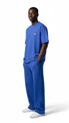 Super Heavyweight Oversized Unisex Tee - Cerulean Blue/Gold - Mount Alpha Clothing®