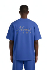 Super Heavyweight Oversized Unisex Tee - Cerulean Blue/Gold - Mount Alpha Clothing®