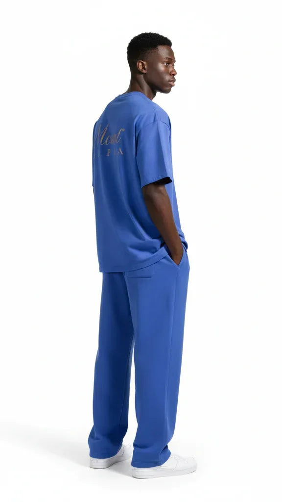 Super Heavyweight Oversized Unisex Tee - Cerulean Blue/Gold - Mount Alpha Clothing®