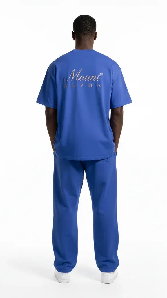 Super Heavyweight Oversized Unisex Tee - Cerulean Blue/Gold - Mount Alpha Clothing®