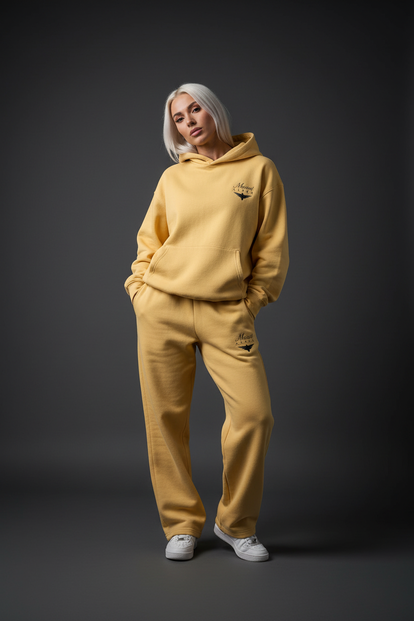 Heavyweight Relaxed Fit Sweatpants Women - Yellow/Black - Mount Alpha Clothing®