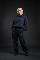 Heavyweight Relaxed Fit Sweatpants Women - Navy Blue/White - Mount Alpha Clothing®