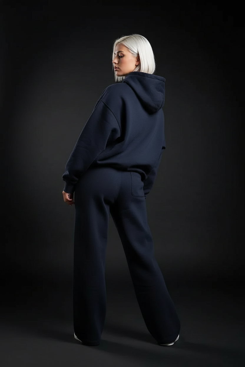 Heavyweight Relaxed Fit Sweatpants Women - Navy Blue/White - Mount Alpha Clothing®
