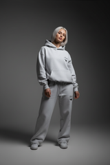 Heavyweight Relaxed Fit Sweatpants Women - Light Gray/Black - Mount Alpha Clothing®
