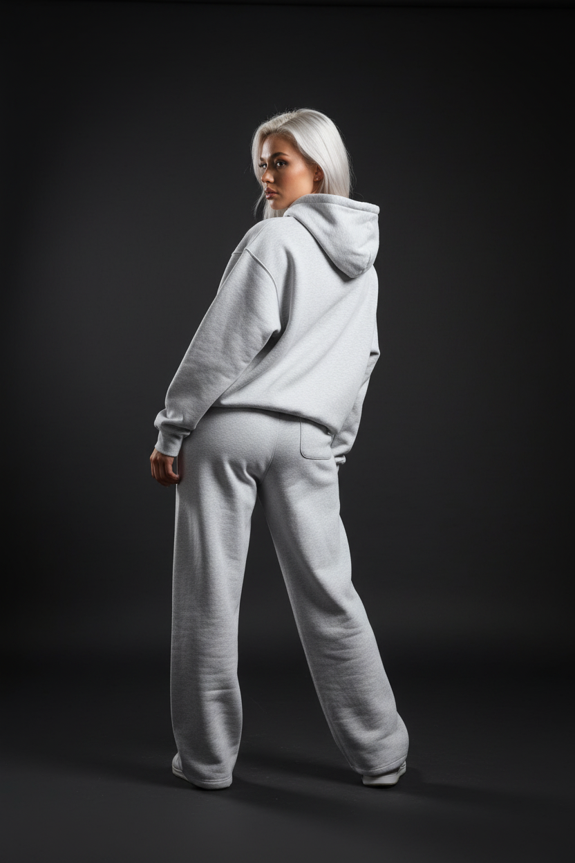 Heavyweight Relaxed Fit Sweatpants Women - Light Gray/Black - Mount Alpha Clothing®